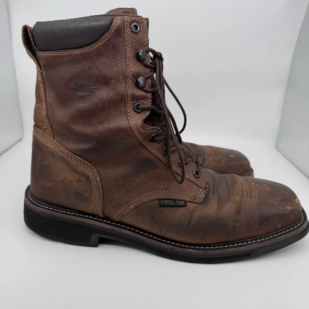 Justin Mens Steel Toe Work‎ Boot Size 13D Brown Stampede Square Leather WK682